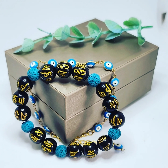 Set of 2 bracelets, Mantra "Om Mani padme hum" - Picture 2 of 3